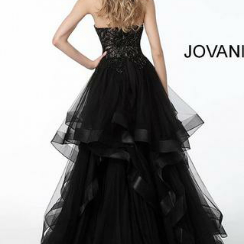 JOVANI BEADED BODICE BLACK EVENING GOWN